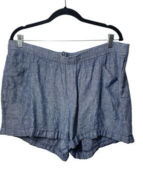 Old Navy Linen Blend Chambray Shorts Size XL Blue Pockets